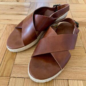 St. Agni Womens Basque Leather Slingback Espadrilles Brown US 9